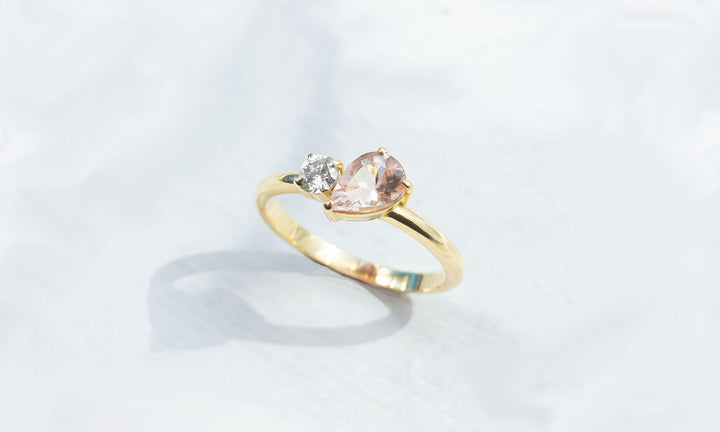 Toi Et Moi Ring in Peach Morganite and Diamond