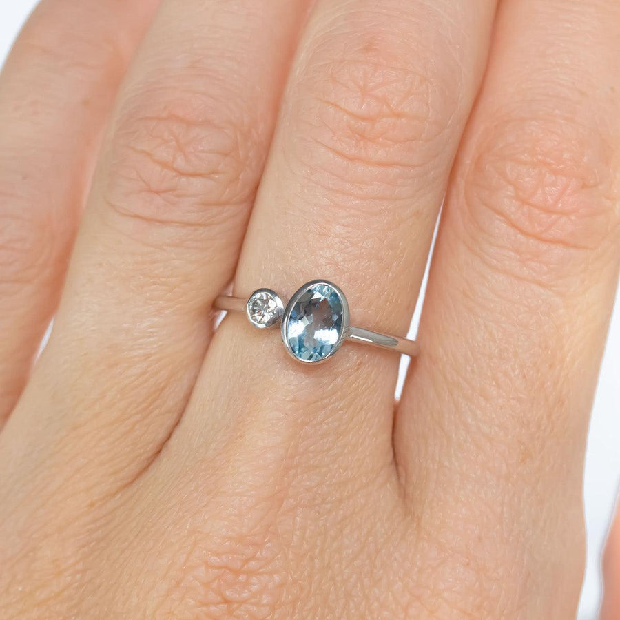 'Toi Et Moi' Ring - Aquamarine & Diamond