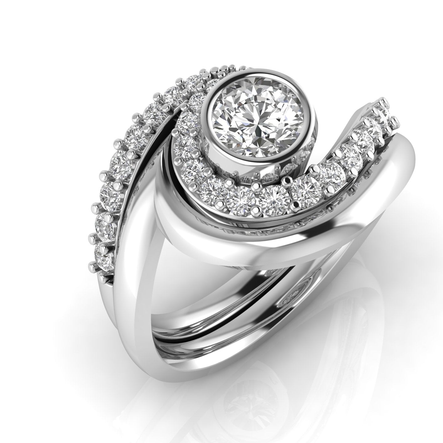 diamond wave ring in platinum