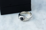 Black Sapphire mens gypsy ring