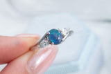 Black opal and diamond trilogy ring