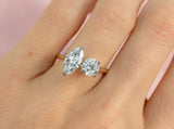 Diamond Toi et Moi Ring with marquise and round white diamonds