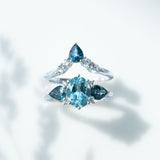 Minerva Aquamarine & Sapphire Cluster Ring by Amy Jennifer Jewellery