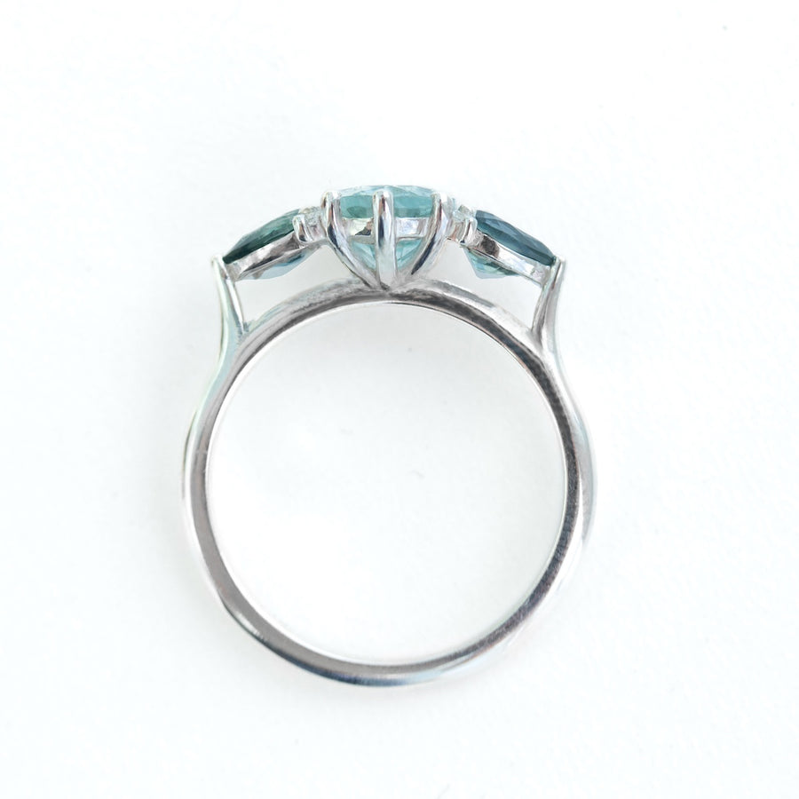 Minerva Aquamarine & Sapphire Cluster Ring by Amy Jennifer Jewellery