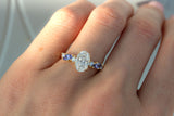 Oval Diamond and Tanzanite engagement ring