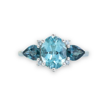 Minerva Aquamarine & Sapphire Cluster Ring by Amy Jennifer Jewellery