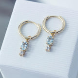 Aquamarine & Diamond Huggie Earrings - Amy Jennifer Jewellery