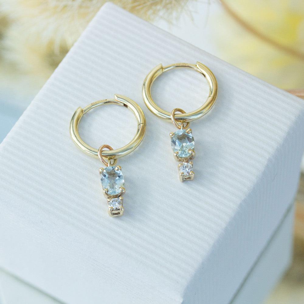 Aquamarine & Diamond Huggie Earrings - Amy Jennifer Jewellery