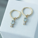 Aquamarine & Diamond Huggie Earrings - Amy Jennifer Jewellery