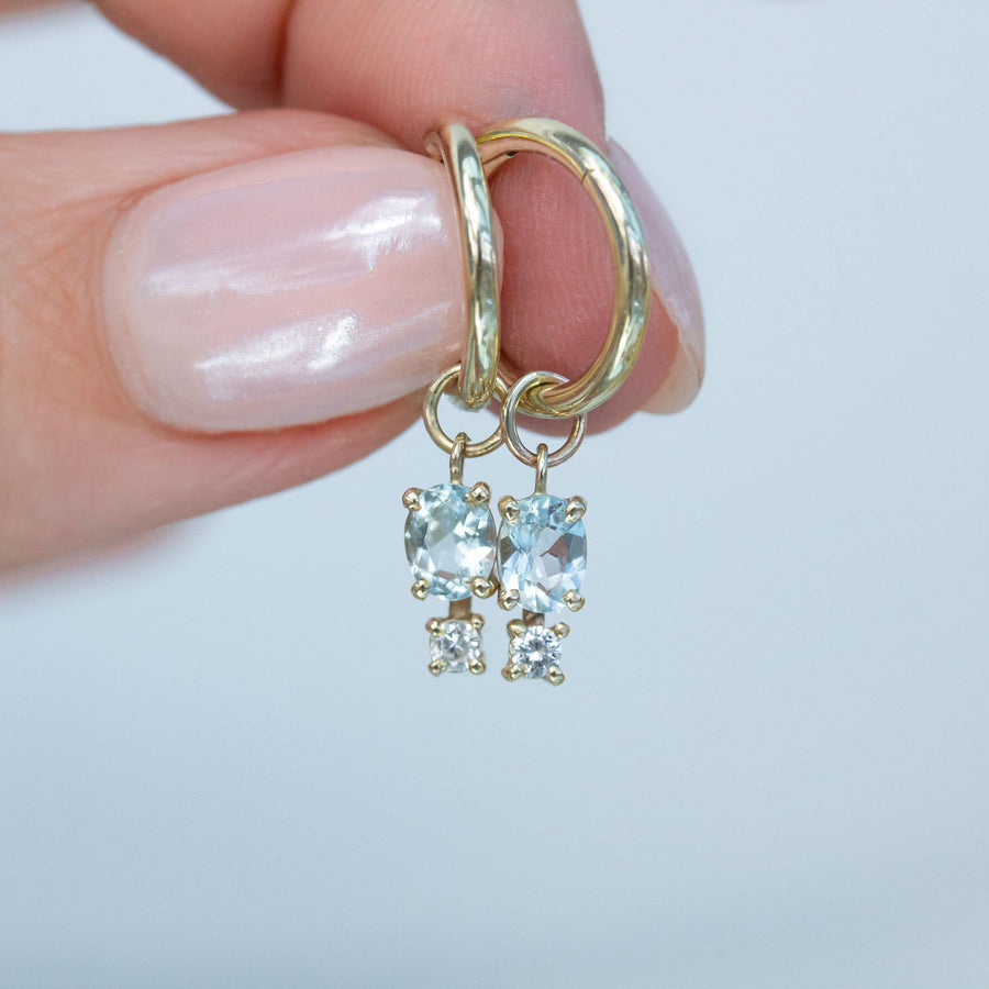 Aquamarine & Diamond Huggie Earrings - Amy Jennifer Jewellery