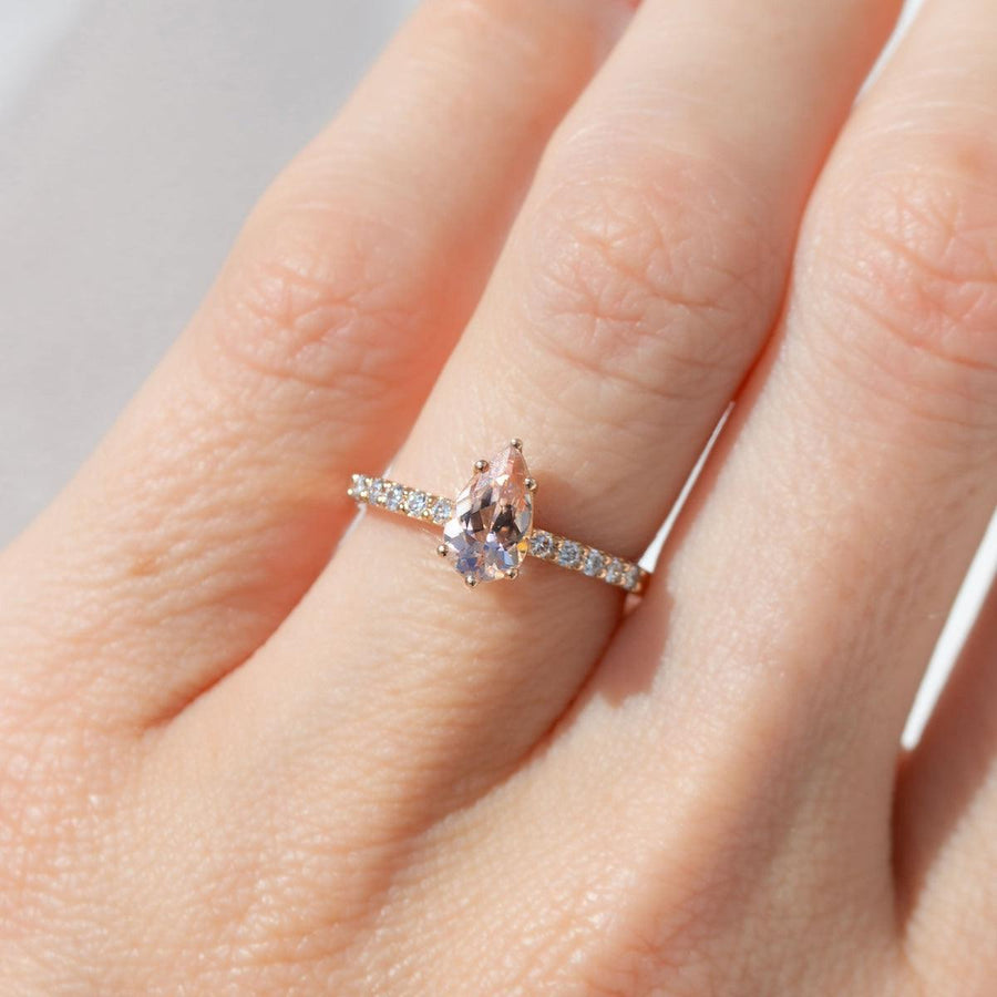 Celine Peach Morganite Diamond Ring - Amy Jennifer Jewellery