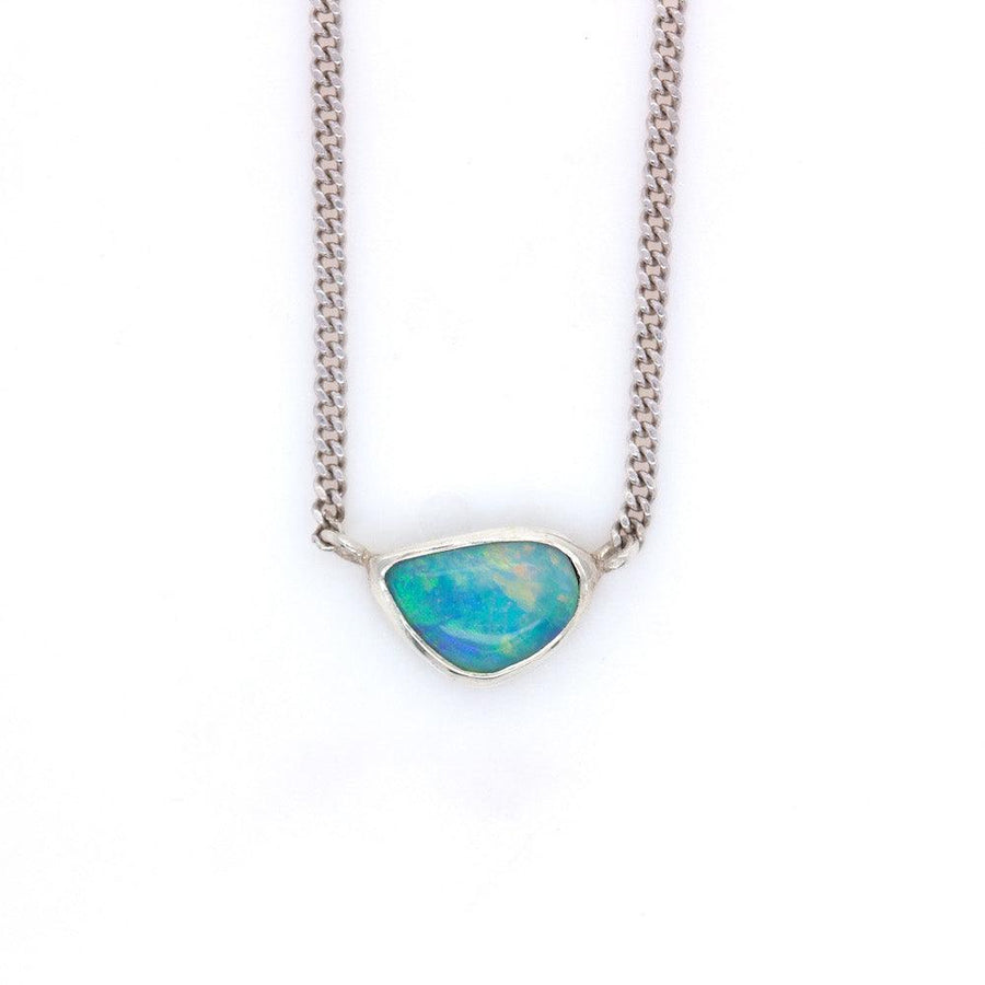 Crystal Opal Necklace in White Gold - Amy Jennifer Jewellery