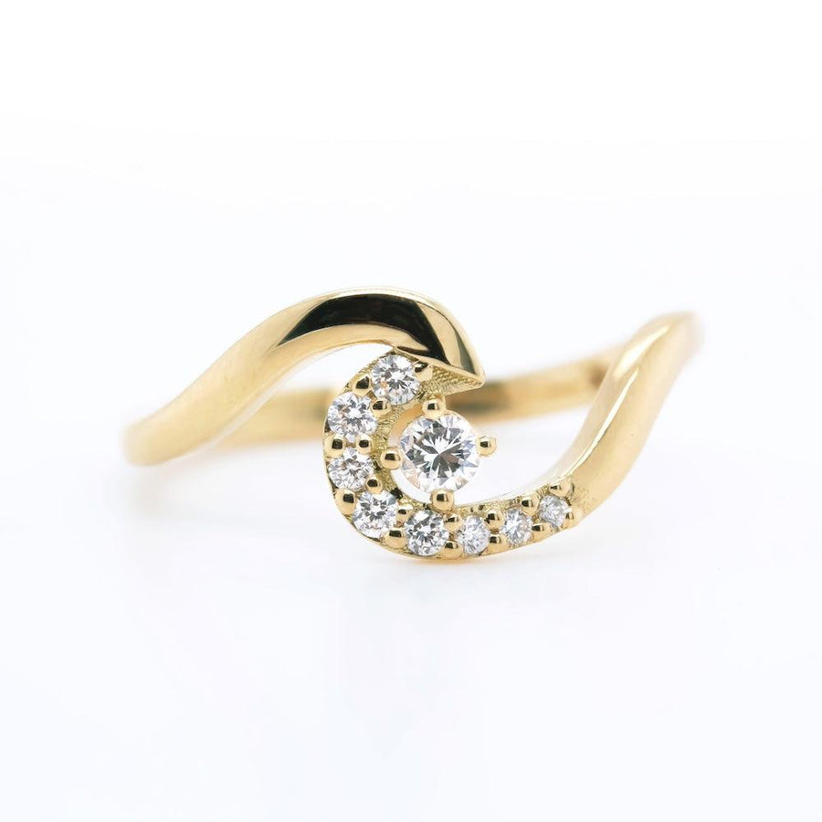 Diamond Wave Ring in Yellow Gold