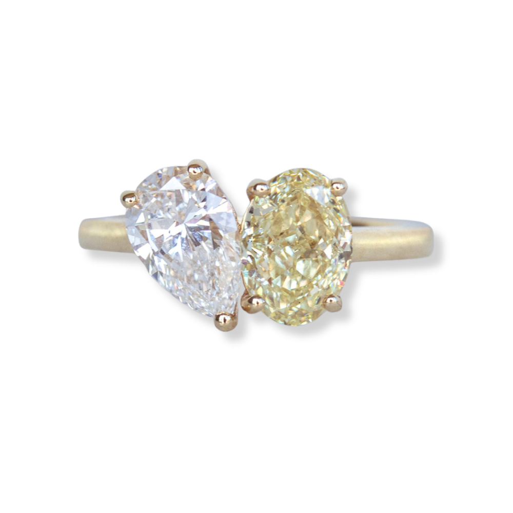 Yellow & White Diamond Toi Et Moi Ring