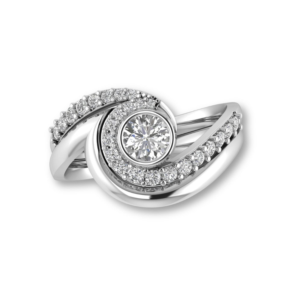 diamond wave ring in platinum