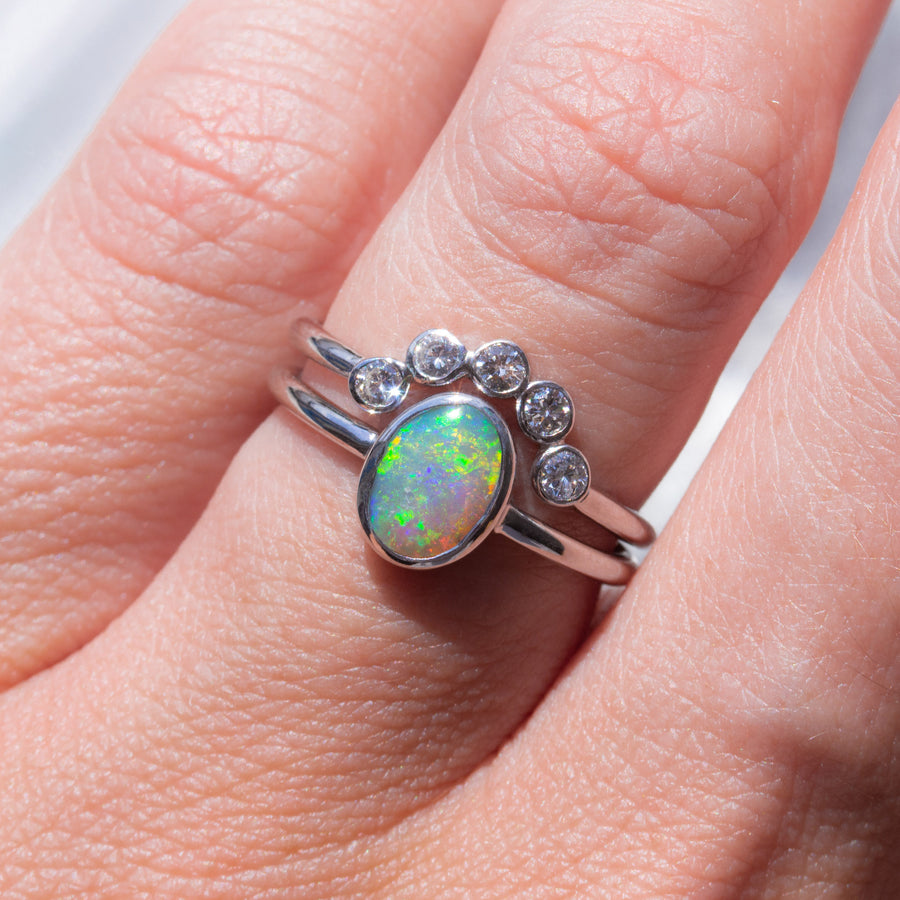 Australian Opal and Diamond Bridal Ring Set