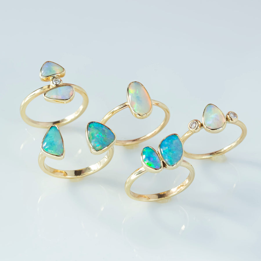 Soleil Gold Diamond and Opal Ring