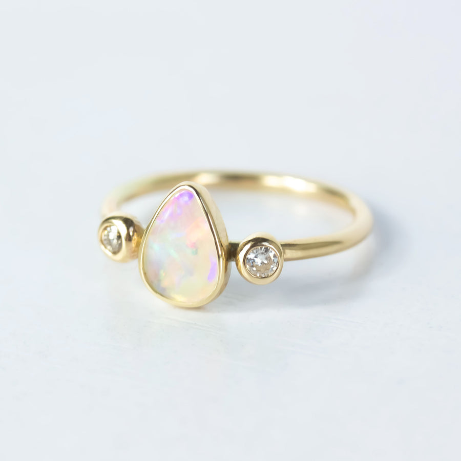Soleil Gold Diamond and Opal Ring