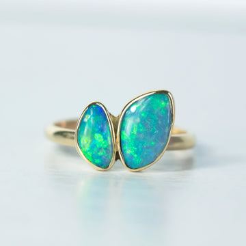 Below The Surface Double Opal Ring