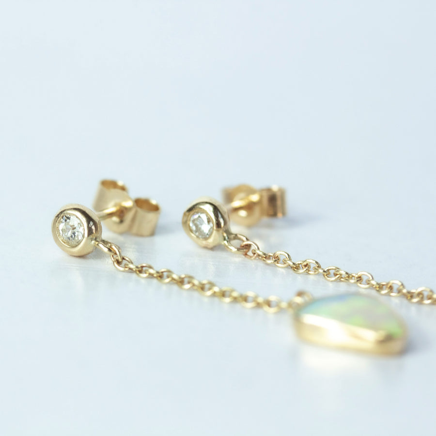 Soleil Gold Opal and Diamond Earrings