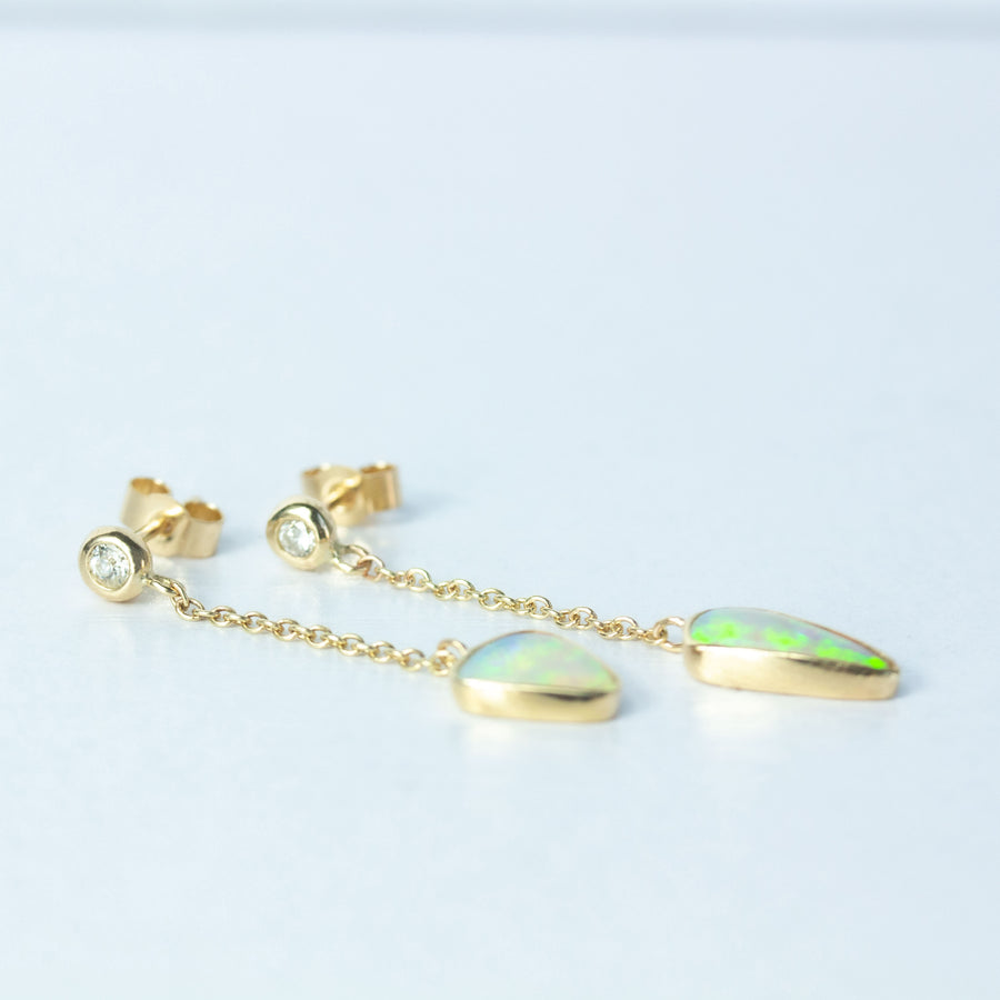 Soleil Gold Opal and Diamond Earrings