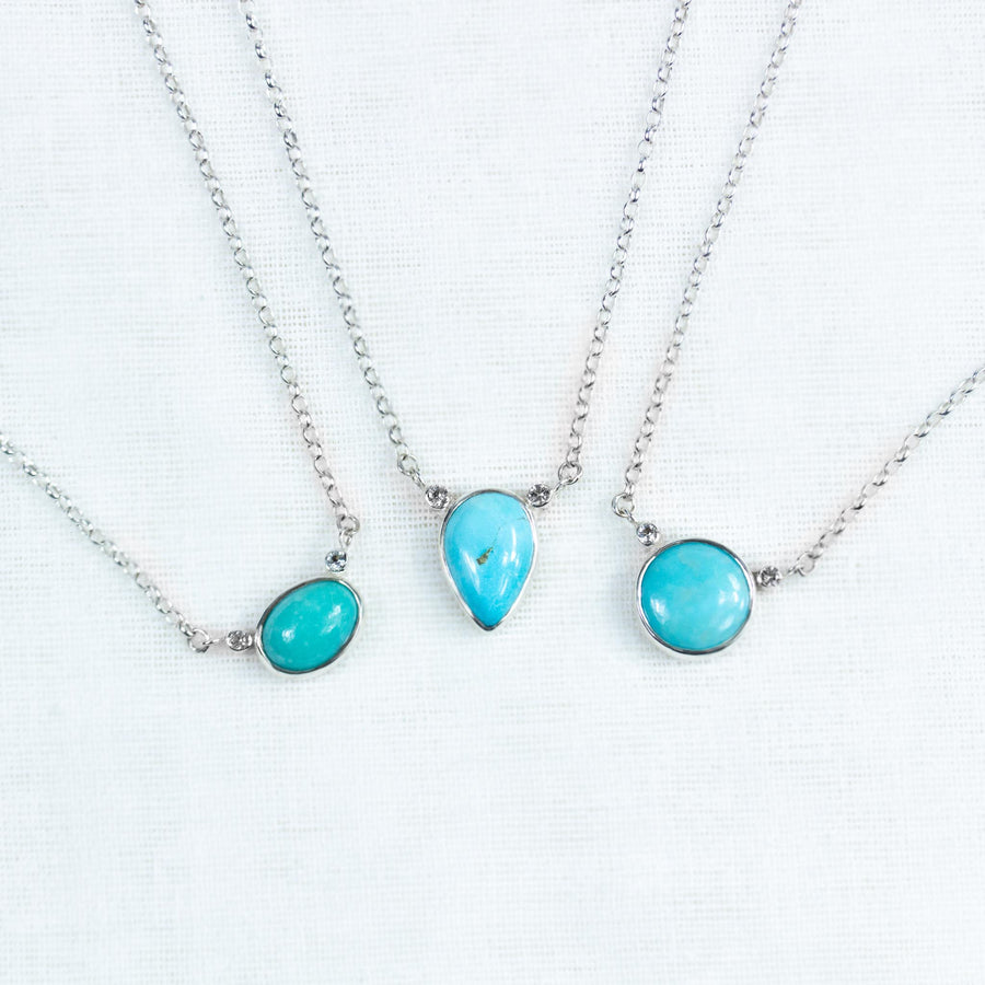 Turquoise & Topaz Oval Pendant Necklace