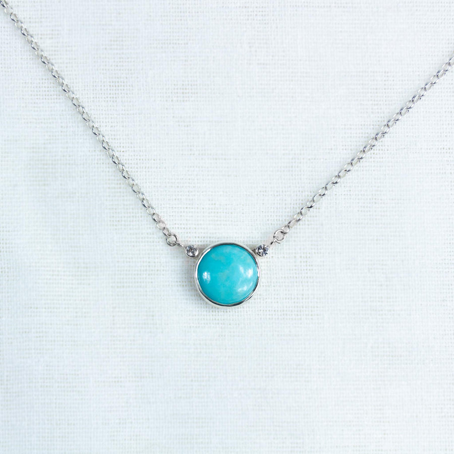 Turquoise & Topaz Circle Pendant Necklace