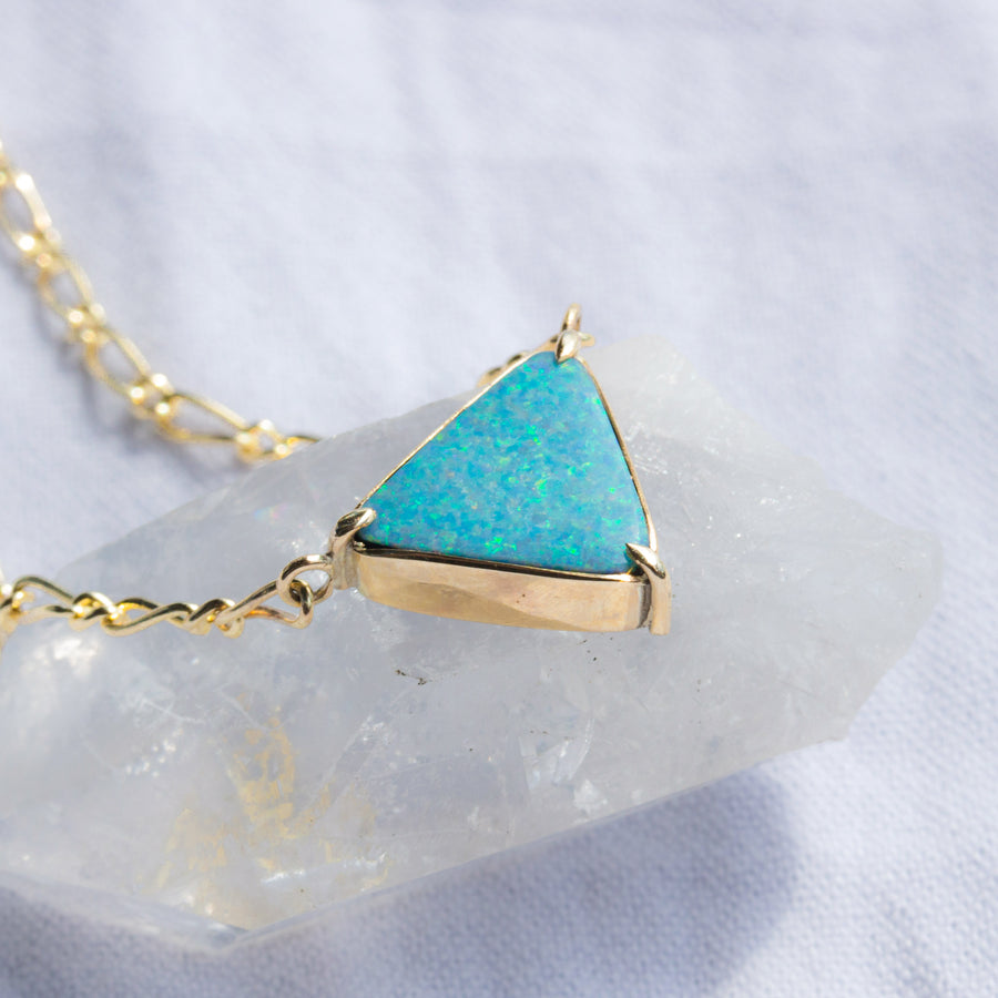 Oceanic Triangle Australian Opal Necklace in Gold