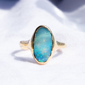 Light Blue Opal Riviera Ring in Gold