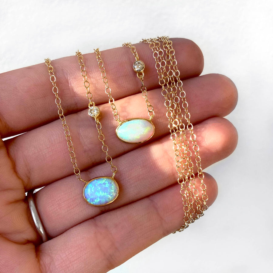 Off Shore Crystal Opal and Diamond Necklace in 18K Gold