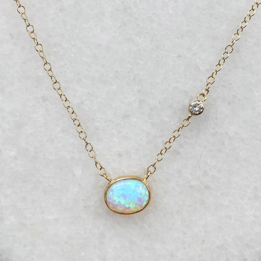 Off Shore Crystal Opal and Diamond Necklace in 18K Gold