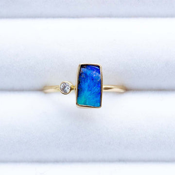 Australian Bolder Opal and Diamond Ring