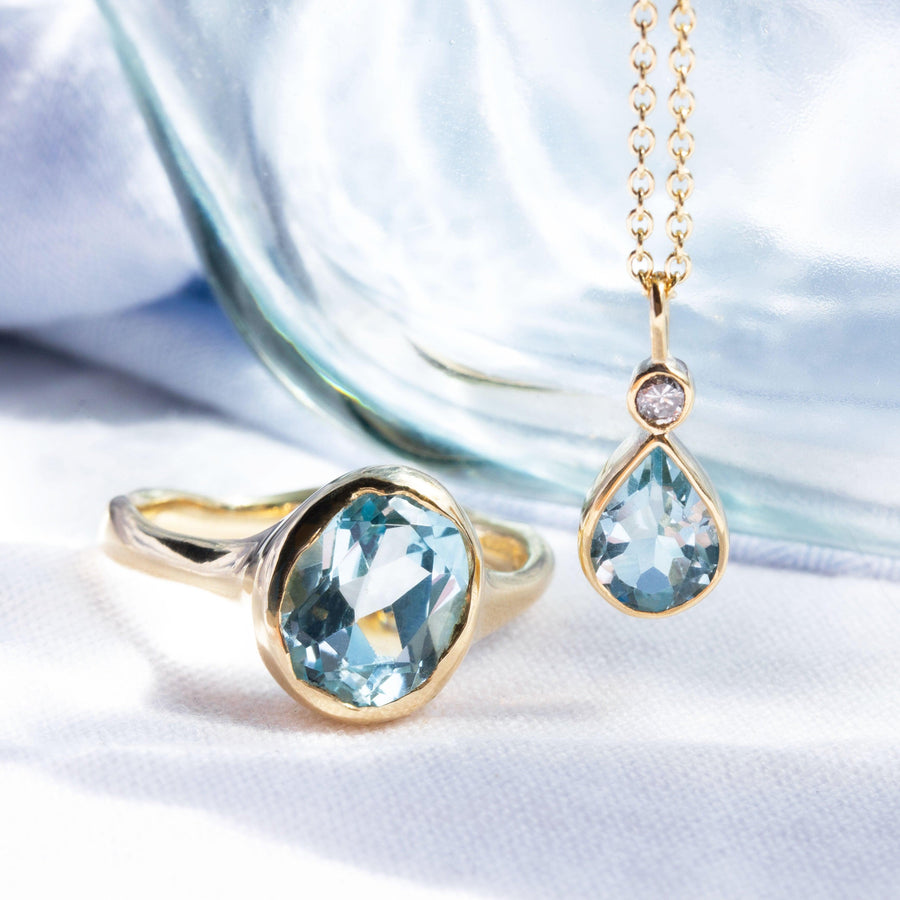 Aquamarine and Diamond 'Drop In The Ocean' Necklace