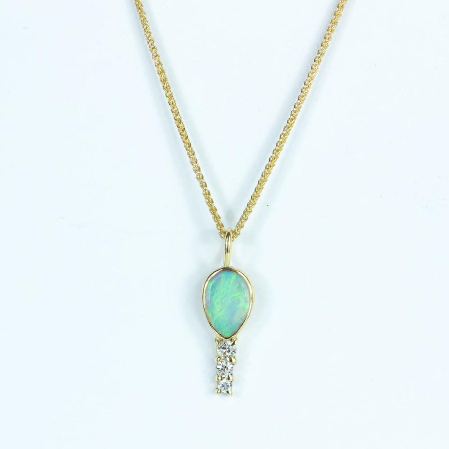 Aurora Opal Diamond Gold Necklace