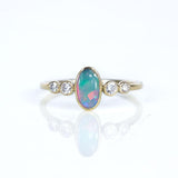 Aurora Opal and Diamond Ring