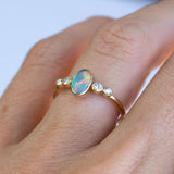 Aurora Opal and Diamond Ring