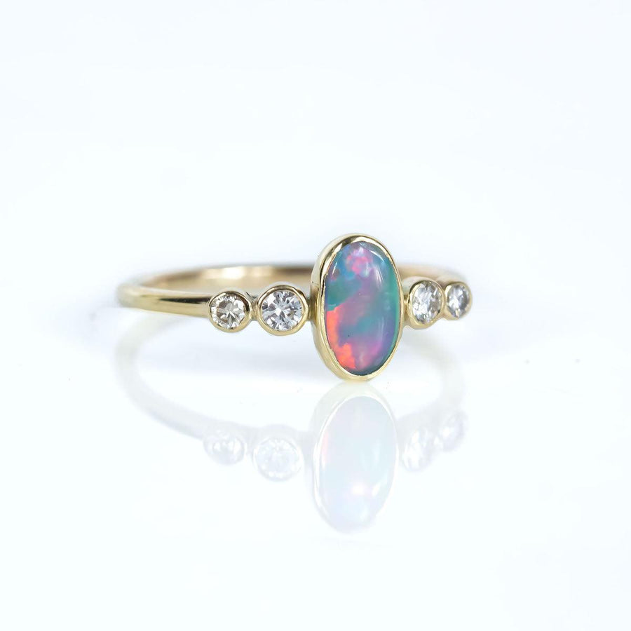 Aurora Opal and Diamond Ring