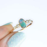 Aurora Opal and Diamond Ring