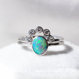 Australian Opal and Diamond Bridal Ring Set - Amy Jennifer Jewellery