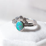 Australian Opal and Diamond Bridal Ring Set - Amy Jennifer Jewellery