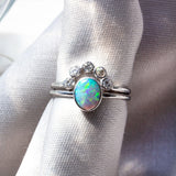 Australian Opal and Diamond Bridal Ring Set - Amy Jennifer Jewellery