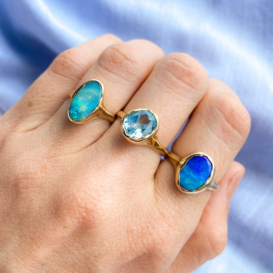 Dark Blue Opal Riviera Ring in Gold - Amy Jennifer Jewellery