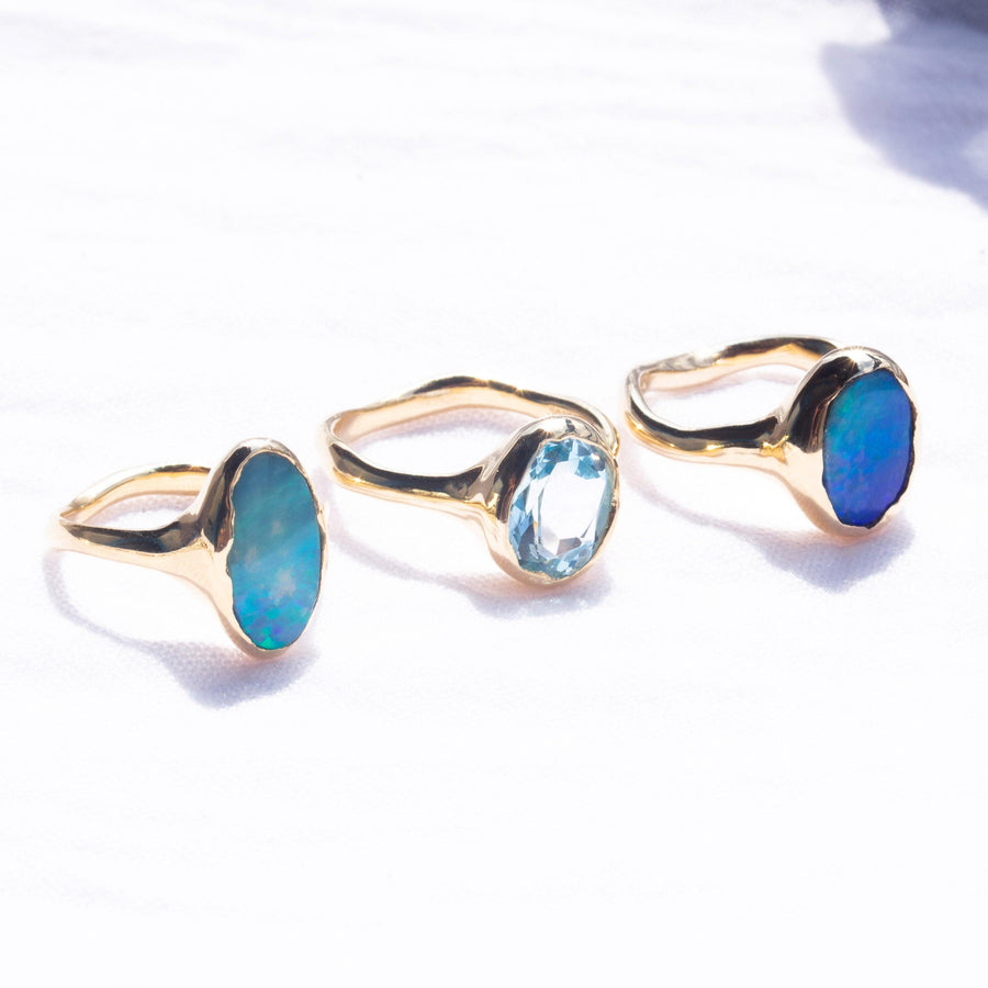 Dark Blue Opal Riviera Ring in Gold - Amy Jennifer Jewellery