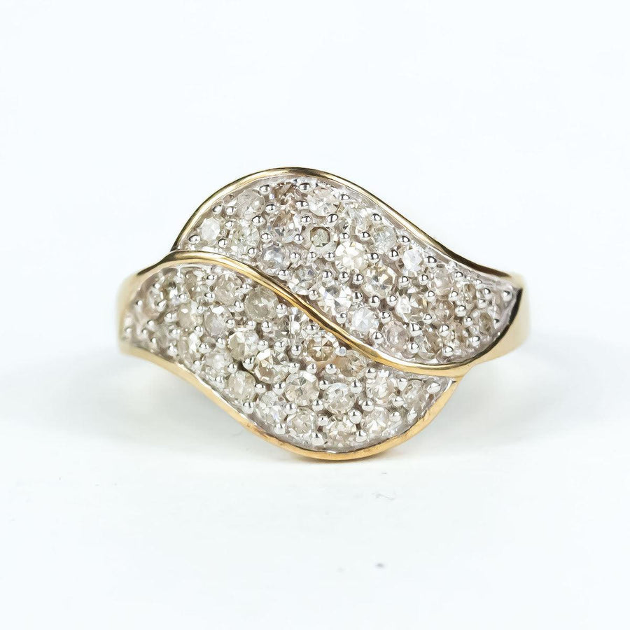 Diamond Leaf Ring in 9K Gold