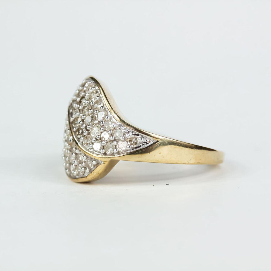 Diamond Leaf Ring in 9K Gold