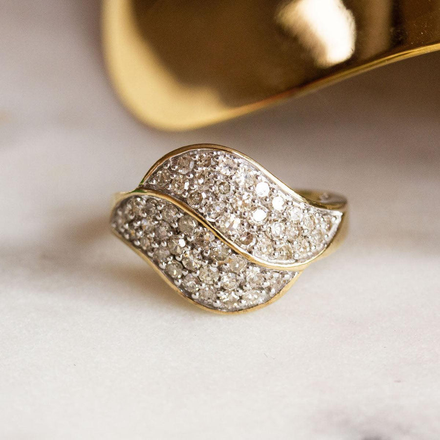 Diamond Leaf Ring in 9K Gold - Amy Jennifer Jewellery