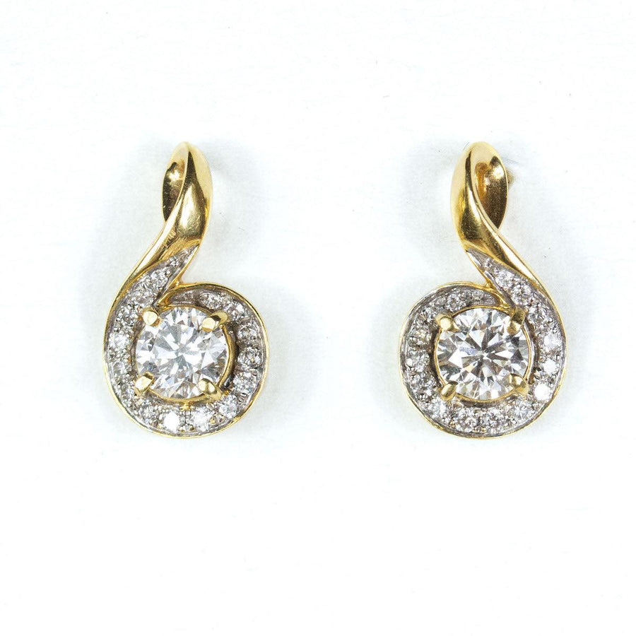 Diamond Swirl Earrings in 18K Gold