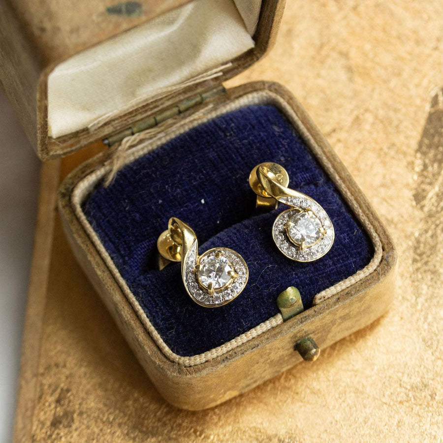 Diamond Swirl Earrings in 18K Gold - Amy Jennifer Jewellery