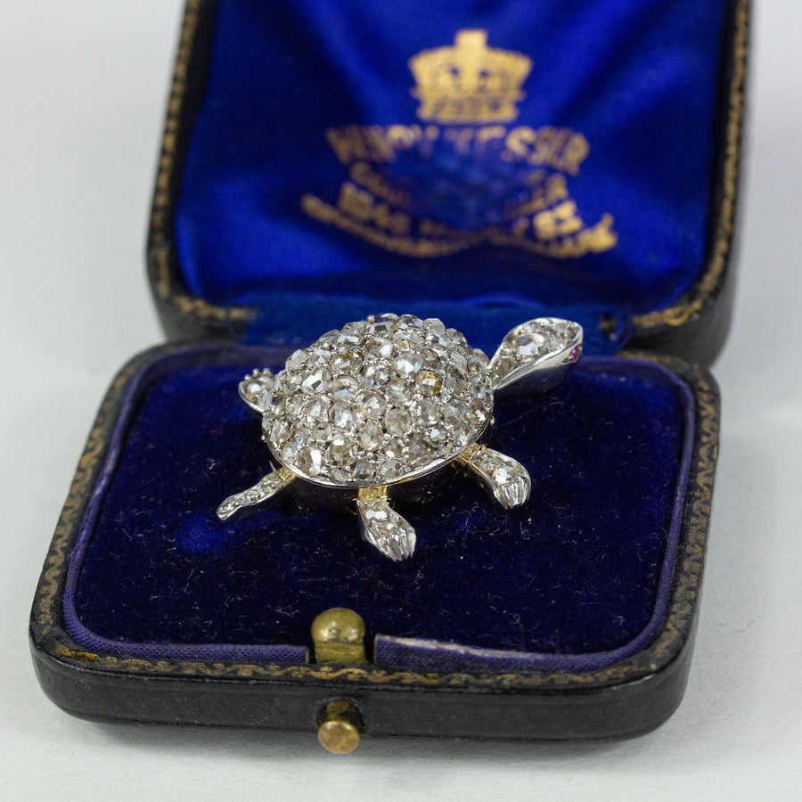 Diamond Turtle Brooch Pin