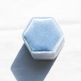 Dusty Blue Velvet Ring Box - Amy Jennifer Jewellery